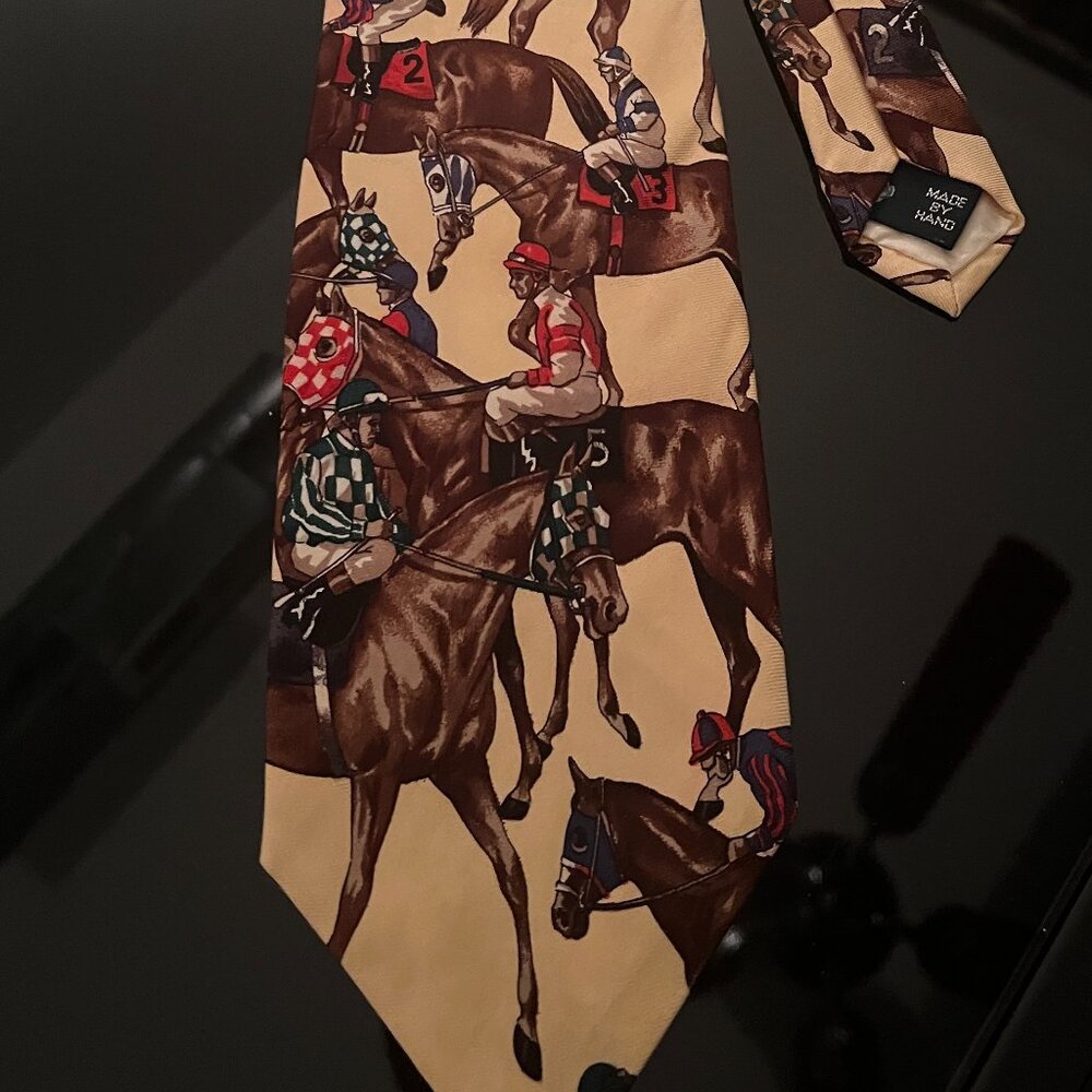 RARE Vintage Polo Ralph Lauren Horse Racing Silk Tie • Made in USA